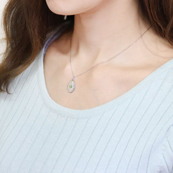 ペア ネックレス 誕生石 メンズ レディース オーバル型 楕円 ペンダント 18金の通販は