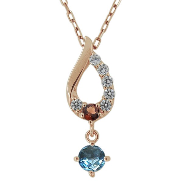 ネックレス レディース 18金 ブルートパーズ シンプル 18K