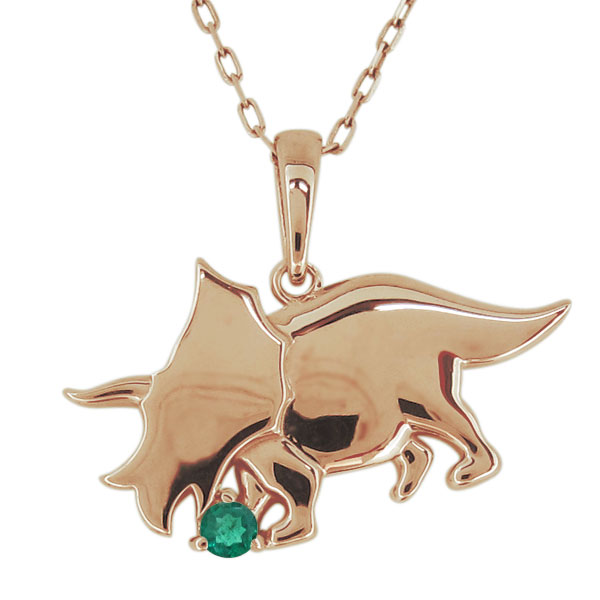 ネックレス・恐竜モチーフ・エメラルド・レディースペンダント・18金