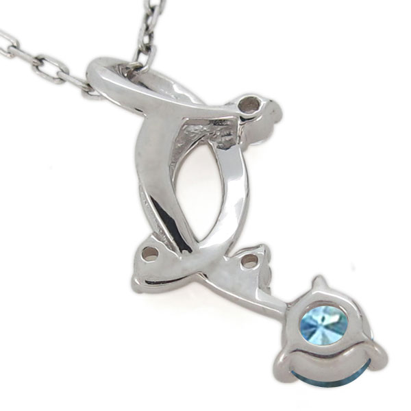 ネックレス・シンプル・レディース・プラチナ・ブルートパーズ・11月  