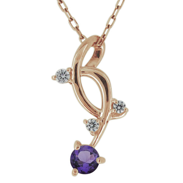 ネックレス・レディース・シンプル・上品・18金・ゴールド・アメジスト・ペンダントの通販は