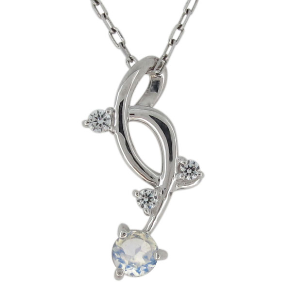 ネックレス・シンプル・レディース・プラチナ・ロイヤルブルームーンストーン・6月誕生石・ペンダント