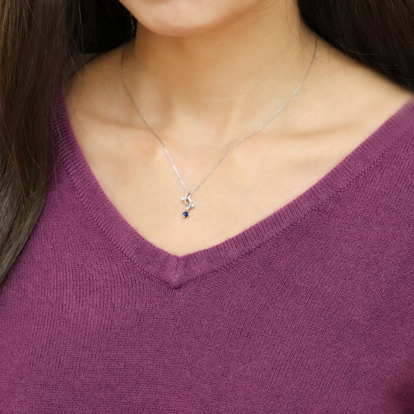 シンプル サファイア 18k WG ネックレス ネックレス・レディース・シンプル・上品・18金・ゴールド