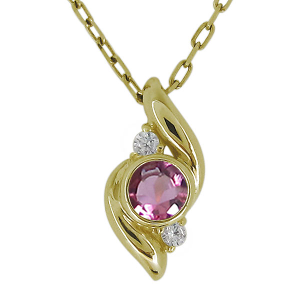 ピンクトルマリン ペンダント k10 10金 シンプル ネックレス ネックレス ピンクトルマリン ダイヤモンド 10金 月 太陽 ペンダント