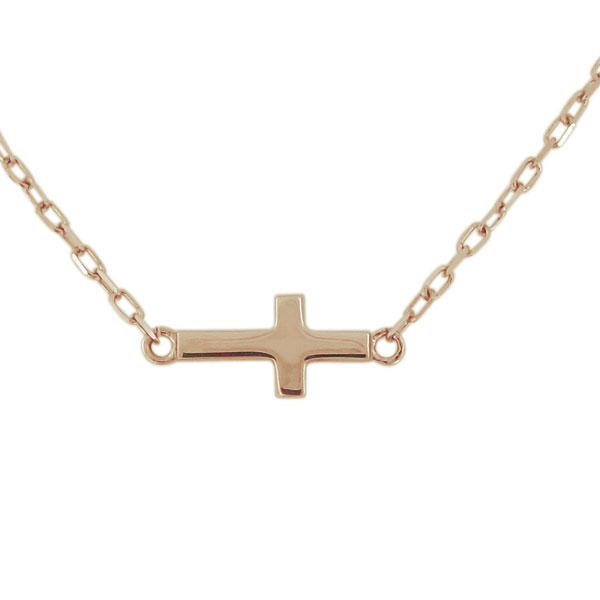 ネックレス レディース シンプル 18金 ピンク ゴールド サファイア 20代 30代 40代 ネックレス レディース 18金 ピンクゴールド クロス 横向き シンプル