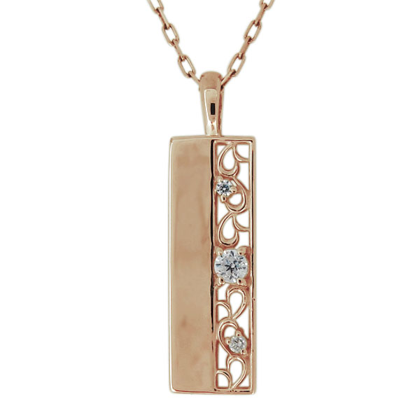 メンズ ネックレス プレート 18金 18k ダイヤモンド 4月誕生石 唐草 ペンダント_5