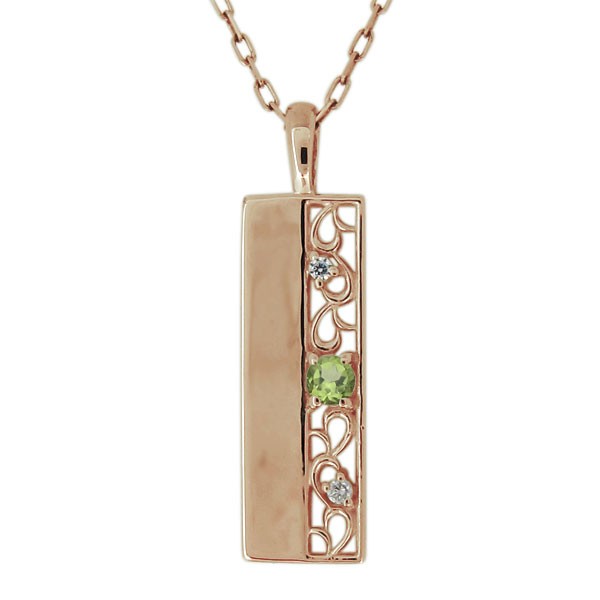 楽天市場】ネックレス ペリドット 18金 18k 唐草 プレート