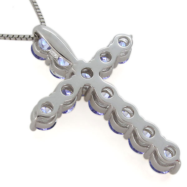 クロス ネックレス プラチナ レディース タンザナイト 12月