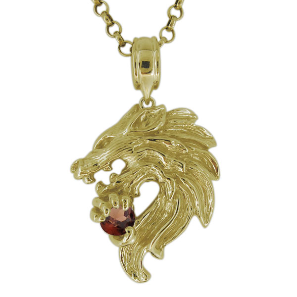 ネックレス 18金 k18 メンズ 狼 ウルフ ガーネット ペンダント オオカミの通販は 148,750円