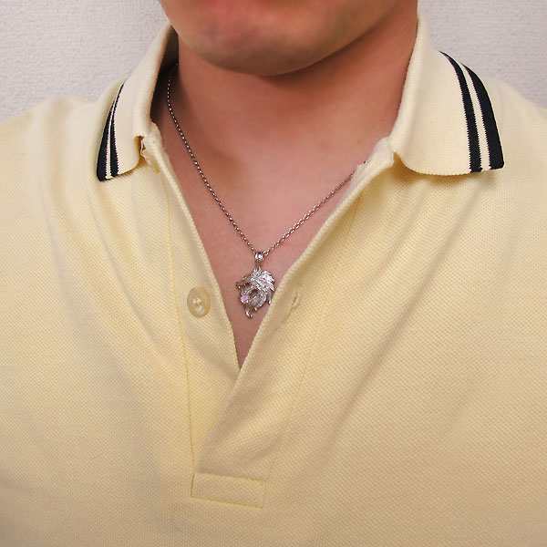 ネックレス 18金 k18 メンズ 狼 ウルフ ピンクトルマリン ペンダント オオカミの通販は