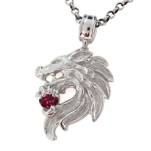 ネックレス 18金 k18 メンズ 狼 ウルフ ブルートパーズ ペンダント オオカミ