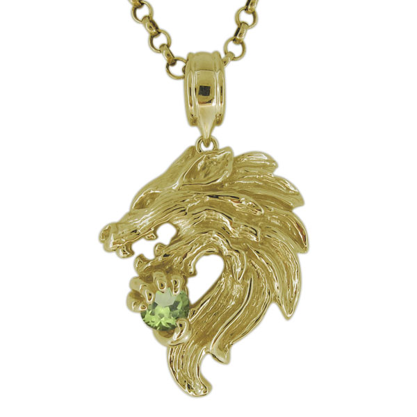 ネックレス 18金 k18 メンズ 狼 ウルフ ペリドット ペンダント オオカミの通販は 148,750円