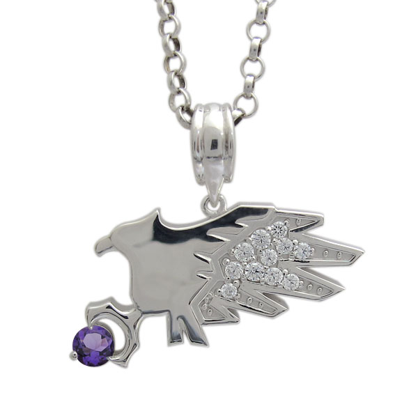 メンズ シルバー ネックレス イーグル 鷲 ホーク 鷹 天然石 アメジストの通販は