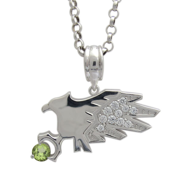 メンズ シルバー ネックレス イーグル 鷲 ホーク 鷹 天然石 ペリドットの通販は