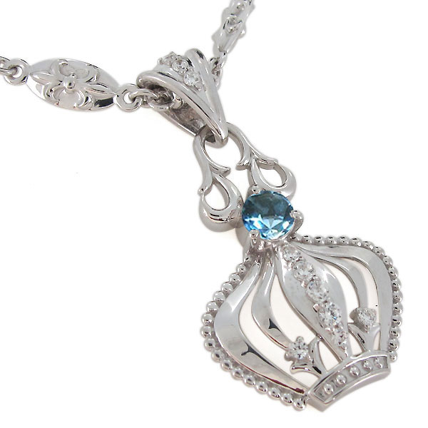 喜平ネックレス プラチナ メンズ 誕生石 111月 ブルートパーズ 喜平 ペンダント