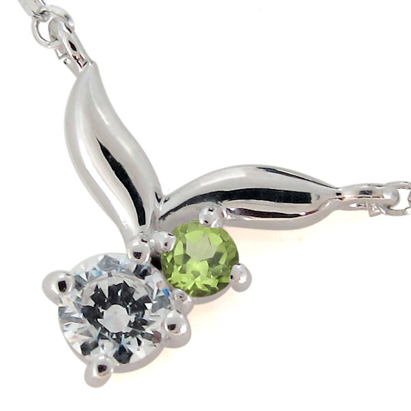 ダイヤ ネックレス K18WG リーフ 葉っぱ