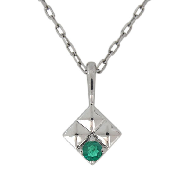 エメラルド ネックレス 一粒 レディース 10金 ペンダント スタッズ ピラミッドの通販は