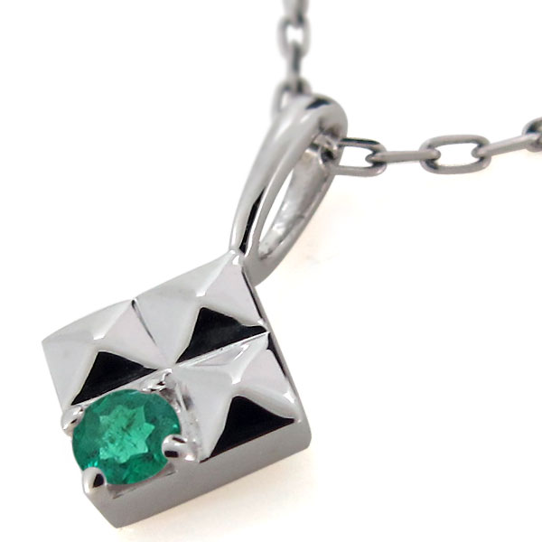 エメラルド ネックレス 一粒 レディース 10金 ペンダント スタッズ ピラミッドの通販は
