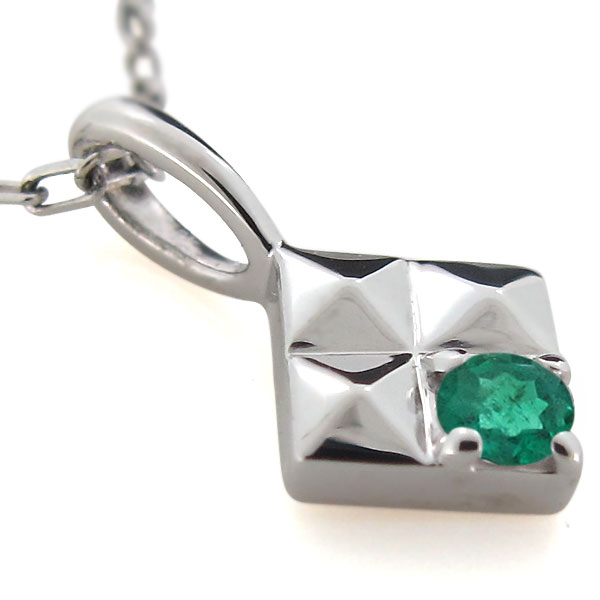 エメラルド ネックレス 一粒 レディース 10金 ペンダント スタッズ ピラミッドの通販は