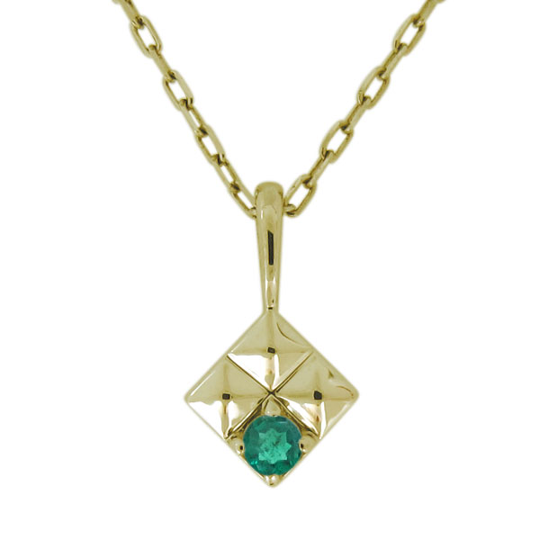 エメラルド ネックレス 一粒 レディース 10金 ペンダント スタッズ ピラミッドの通販はネックレス
