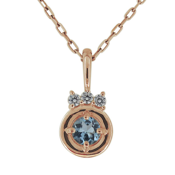 18金 ネックレス レディース アクアマリンサンタマリア 3月誕生石 ペンダント シンプルの通販は