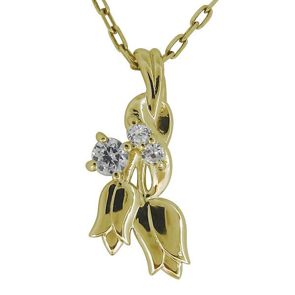 ダイヤモンド ネックレス 18金 花 チューリップ レディースペンダント