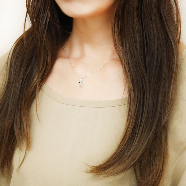 サファイア ネックレス 18金 花 チューリップ レディースペンダント フラワー_1