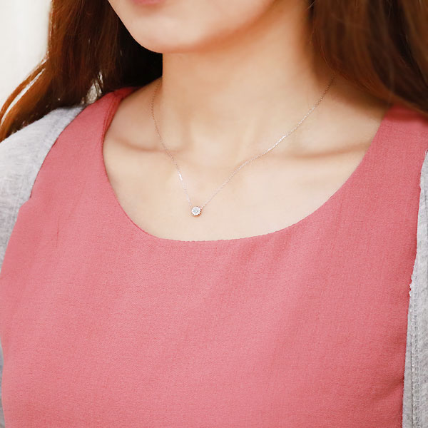 18金 ネックレス 一粒 ピンク イエロー ヒマワリ ロイヤルブルームーンストーン 花 レディースペンダント