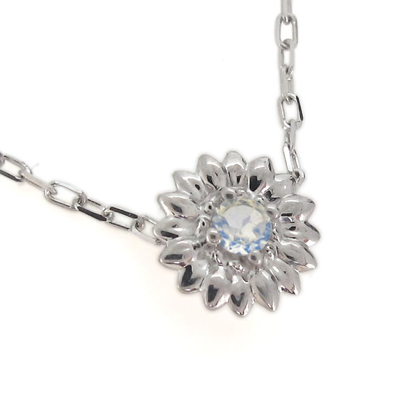 18金 ネックレス 一粒 ピンク イエロー ヒマワリ ロイヤルブルームーンストーン 花 レディースペンダント