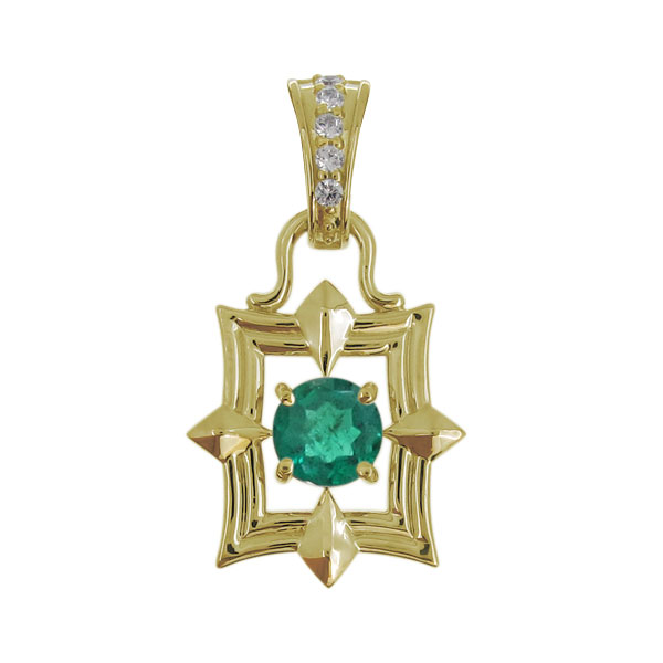 シルバー ネックレス トップのみ 天然石 エメラルド 喜平