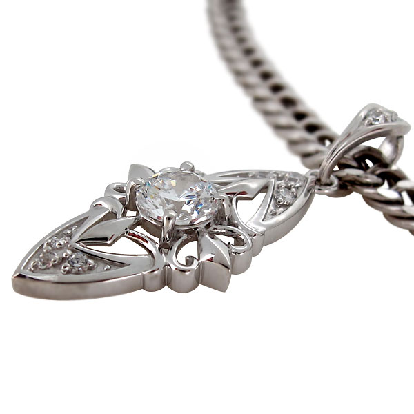 プラチナ一粒ダイヤモンドネックレス　　　　　0.5ct (未使用品) メンズ ネックレス トップ 喜平用 ダイヤモンド 鑑定書 18金