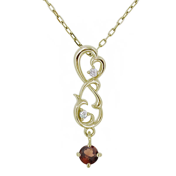k18 ネックレス レディース ガーネット ペンダント インフィニティ 無限 唐草の通販は