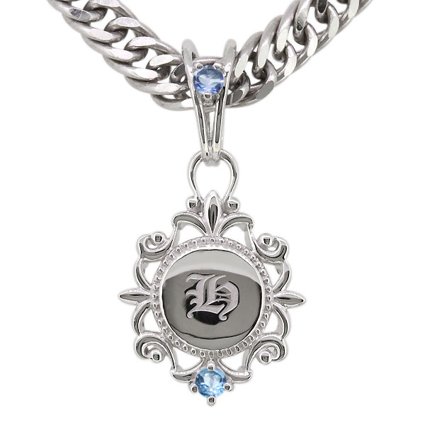 メンズ ネックレス イニシャル ペンダント プラチナ アクアマリンサンタマリア 喜平の通販は