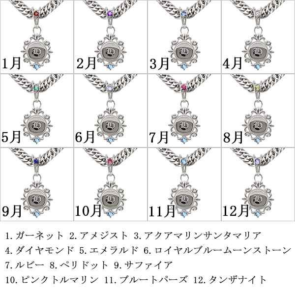 イニシャル ネックレス メンズ 10k ペンダント 誕生石 選べる2石