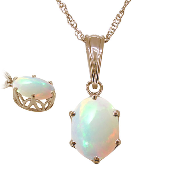 18金 ネックレス レディース 一粒 オパール 大粒 18k シンプル ペンダントの通販は