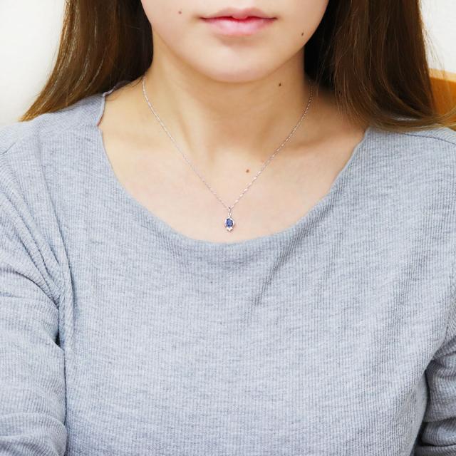 ネックレス レディース タンザナイト 大粒 天然石 シンプル ペンダント 12月誕生石 10金_1