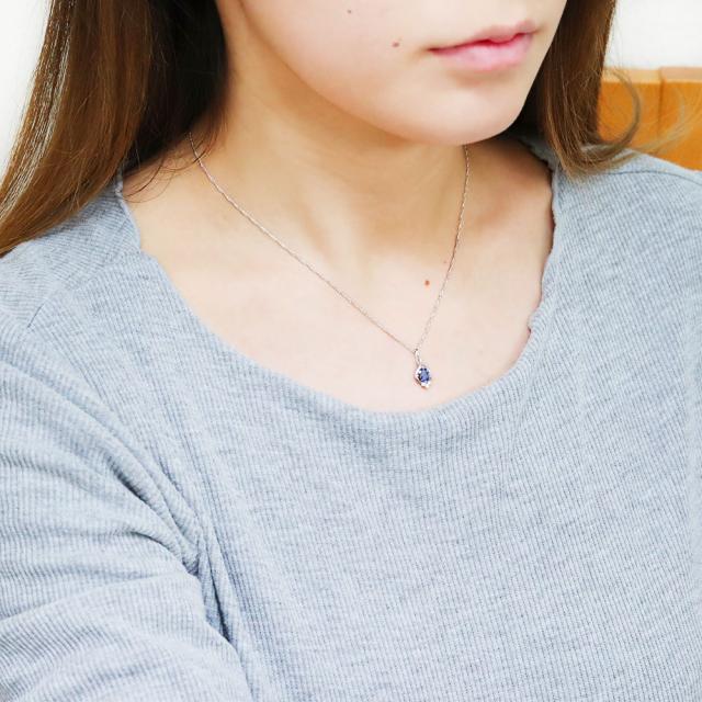 ネックレス レディース タンザナイト 大粒 天然石 シンプル ペンダント 12月誕生石 10金_5