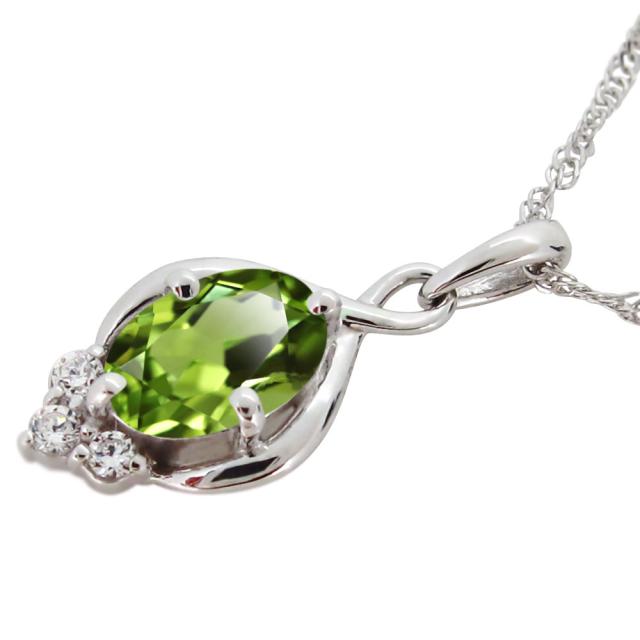 ネックレス レディース ペリドット 大粒 天然石 シンプル ペンダント 8月誕生石 10金の通販は