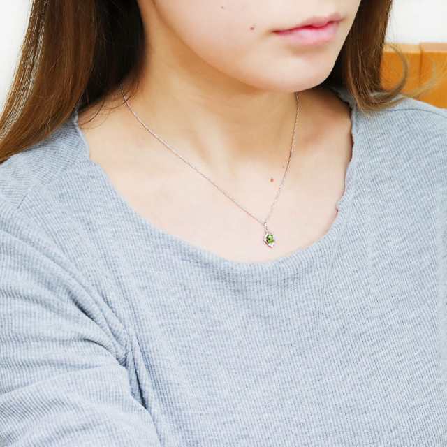 ネックレス レディース ペリドット 大粒 天然石 シンプル