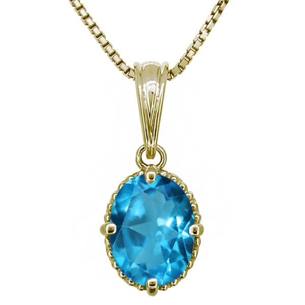 ブルートパーズ ネックレス 一粒 レディース シンプル ペンダント 誕生石 10金 10k