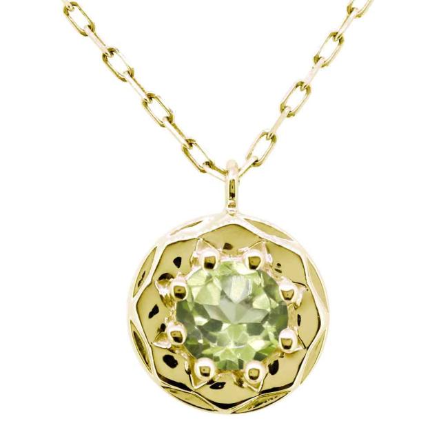 ネックレス 18k 18金 レディース 誕生石 8月 ペリドット 一粒 ペンダント ゴールド ピンク