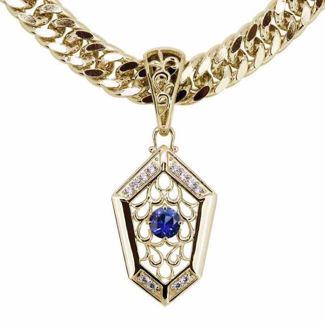 ネックレス 18k 18金 メンズ ゴールド ペンダント サファイア 喜平 誕生石 9月 アラベスクの通販は