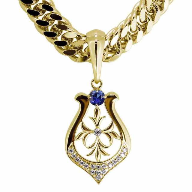 18金 ネックレス メンズ 喜平 ペンダント 馬蹄 クロス サファイア 9月誕生石 18k ゴールドの通販は 238,800円