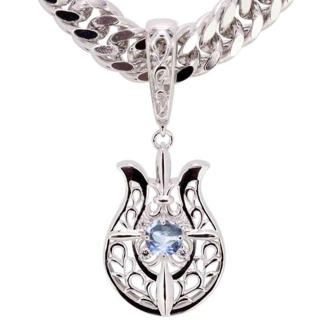 ネックレス プラチナ 馬蹄 クロス メンズ アクアマリンサンタマリア 3月誕生石 ペンダント 喜平 キヘイ おしゃれ アラベスクデザインの通販は 85,910円