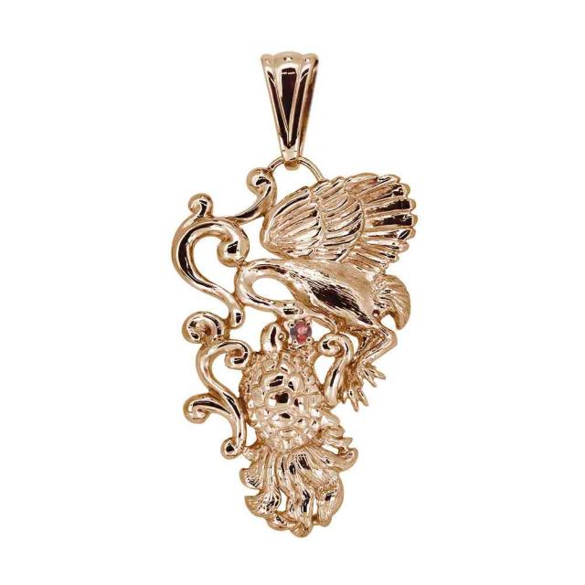 18金 ペンダントトップ メンズ 1月誕生石 ガーネット 鶴と亀 ネックレス トップのみ 喜平の通販は