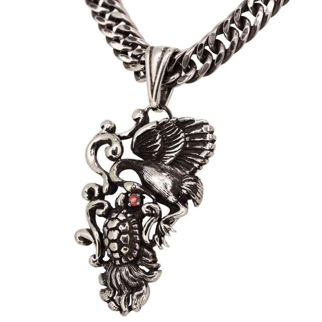 ネックレス メンズ ブルートパーズ 10金 10k 鶴と亀 ペンダント メンズ 鶴亀 誕生石 11月 長寿 ペンダントトップ シルバー メンズ 鶴と亀 ネックレス ガーネット