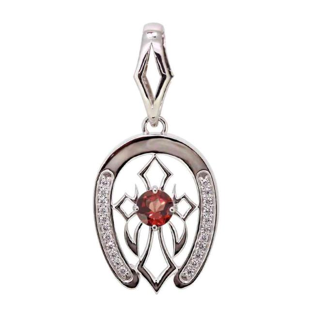 ペンダントトップ シルバー925 メンズ 喜平 100g用 馬蹄 ホースシュー ネックレス トップのみ ガーネットの通販は