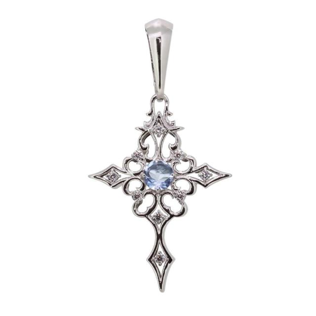 シルバー ペンダントトップ クロス 十字架 ネックレス アクアマリンサンタマリア トップ 喜平用 100g メンズ