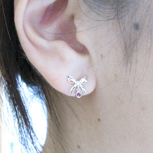 アメジスト・ピアス・リボン・18金の通販は