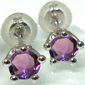 プラチナ・ピアス・アメジスト・王冠モチーフ・pt900